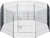 Zenzee Puppyren - Hondenren - Konijnenren - 120 x 120 x 76 CM - Opvouwbaar - Met Deur - 8 panelen - Zwart