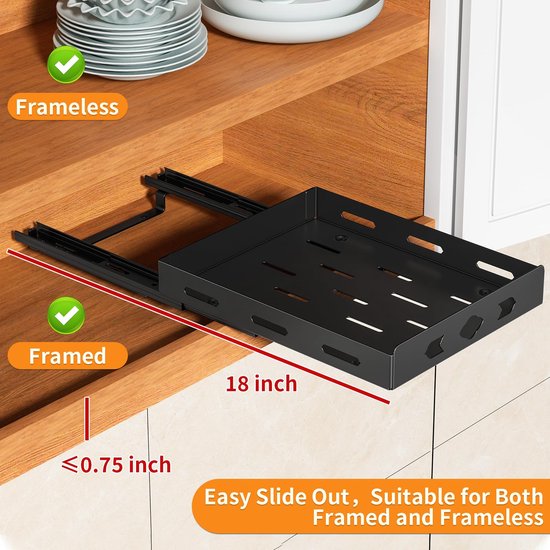 2 stuks uitschuifbare lade, Uitschuifbare keukenlade, Keukenkastorganizer voor keukenkasten, Ladenorganizer, Geen boren of nagelen nodig Keukenlade (Wit, 30 cm breed (2 stuks