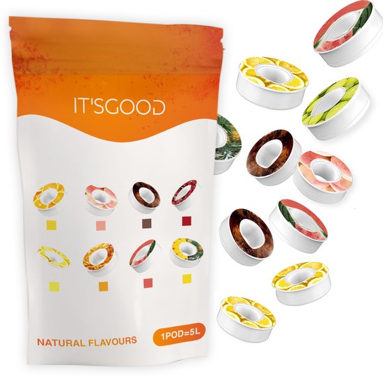 It'sgood - 5 dosettes Air Water up - dosettes d'eau parfumées - Air Water Up - bouteille à boire - 5 saveurs différentes - saveurs Air Water up - dosettes Air Water up - dosettes Air Up - Citroen - Orange - Pastèque - Pomme - Cola