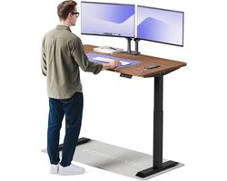 Desktronic HomeOne Zit-sta Bureau Elektrisch In Hoogte Verstelbaar, 140x70cm, Zwart/Notenhout, Stille Dubbele Motor, Hoogte 72-119cm