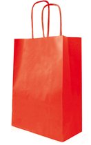 25 pièces Sacs en papier unis rouges 32+12x41cm - poignée rouge
