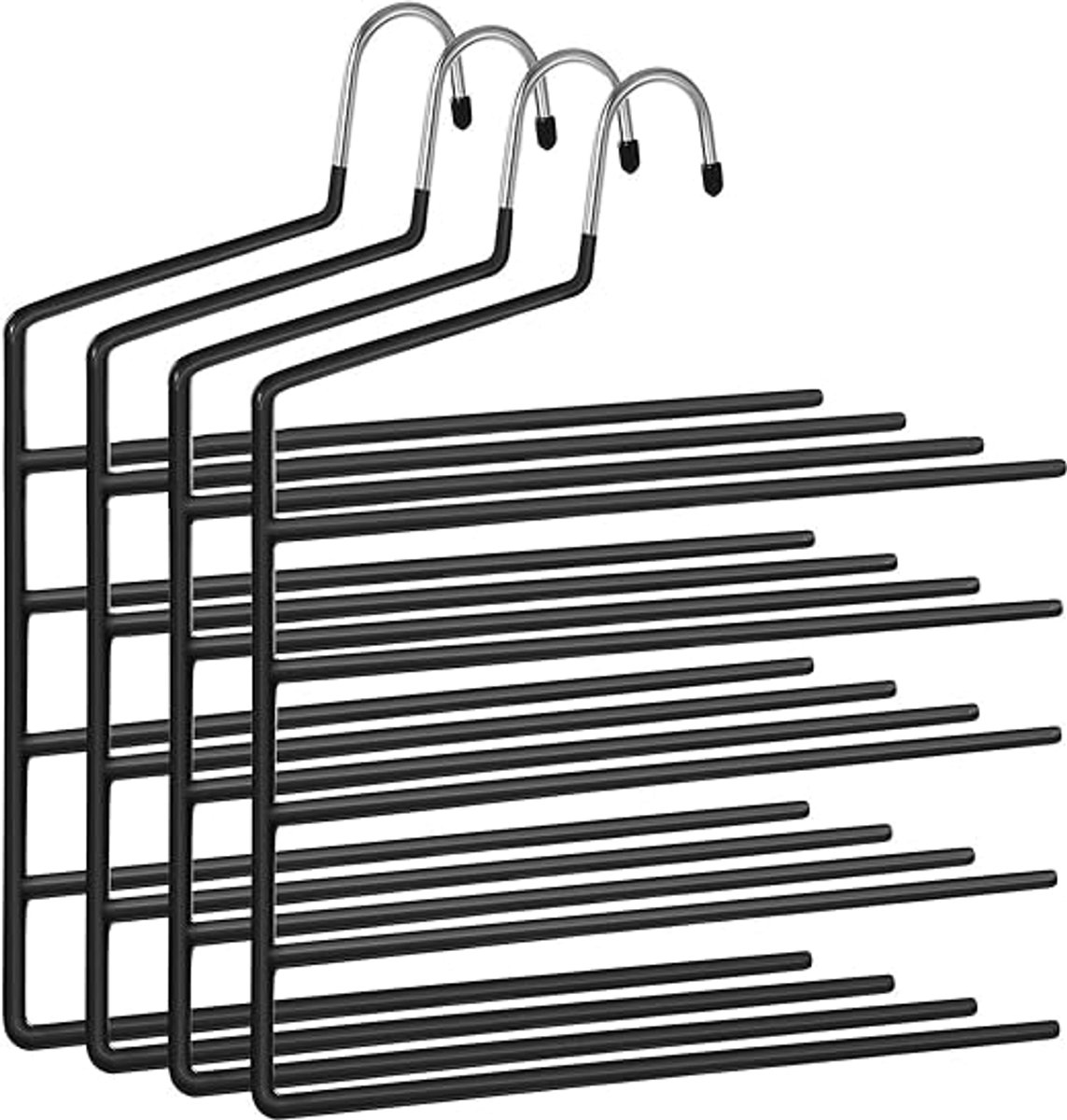 MAZAZU - Kledinghangers - 4 stuks - Antislip - Zwart - 32x35