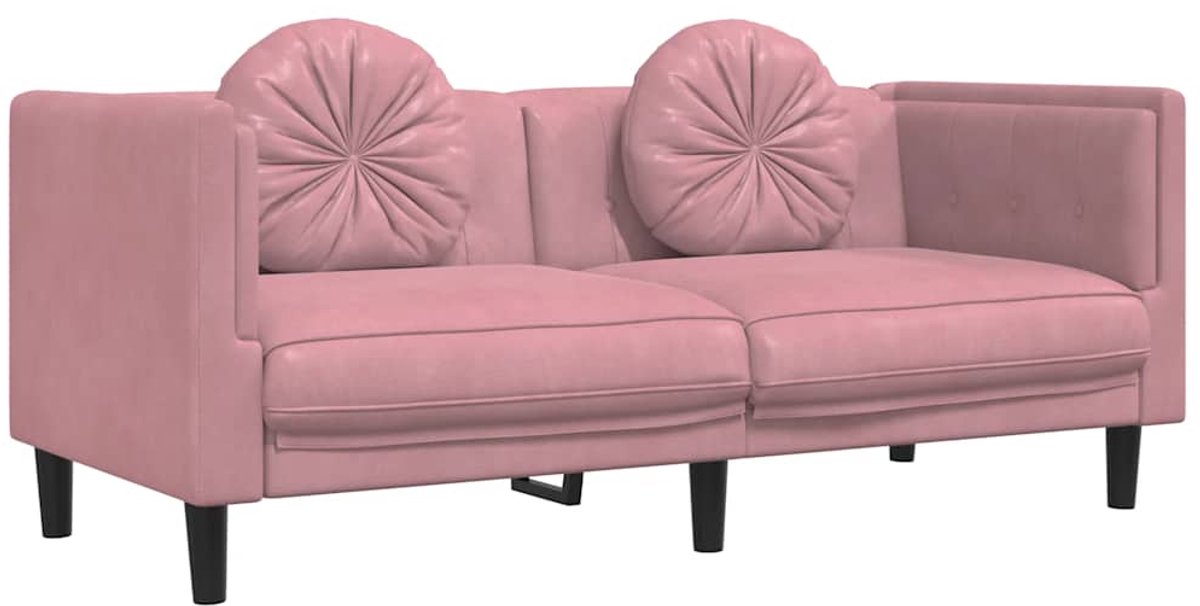 vidaXL Bank - met - kussens - 2-zits - fluweel - roze