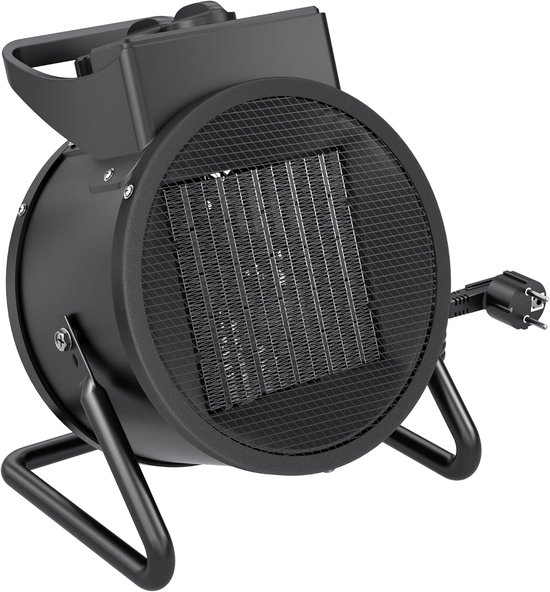Aufun 2KW Elektrische Keramische Kachel met Thermostaat, Stralingsverwarming met PTC Verwarmingselement 3 Niveaus, Snelle Warmte, Efficiënt voor Bouwplaats, Werkplaats, Huis, Zwart