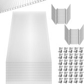 NAIZY Polycarbonaatplaten Dubbelwandplaten 4mm, 14 Stukken Dakplaten 10,25 m² Holkamerplaten UV-bestendig Voor Kas, Tuin, Kas, Transparant