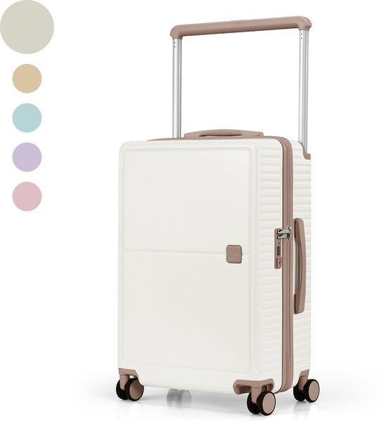 Skycases City Walker - Medium Reiskoffer 77L - Lichtgewicht & Sterk - 360° Spinner Wielen - Origineel TSA-slot - Inclusief Beschermhoes & Wetpouch - 66 x 45 x 26 cm - Beige