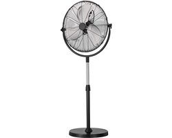 Industriële Staande Ventilator, Diameter 560 mm, Hoogte Verstelbaar van 115-147 cm, met 3 Snelheidsstanden, Ideaal voor Woonkamer, Huis en Kantoor, Zwart