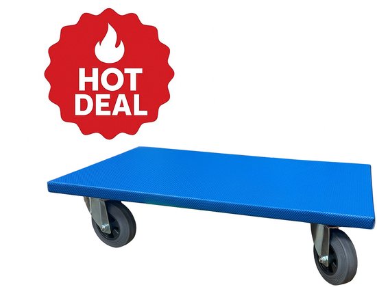 Kortpack - Meubelhondje 72cm lang x 48 cm breed - 1 stuk per verpakking - Antislip bekleding - Meubelroller - Draaggewicht: 300KG - 4 Rubberen Draaibare Wielen - (099.0065)