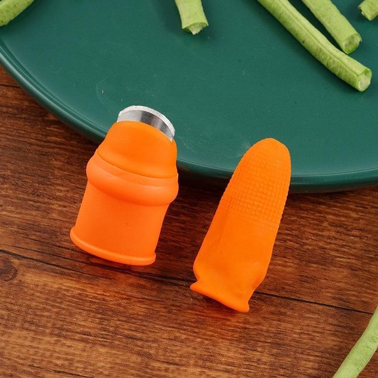 2-delige vingerplukkerset - Duimbeschermer - Tuinsplijter - Nagelbeschermer - Gereedschap voor het plukken van tuinfruit, planten, pepers, groenten, bonen, aardbeien - Draagbaar plukken - Oranje van Merkloos	 — afbeelding 2