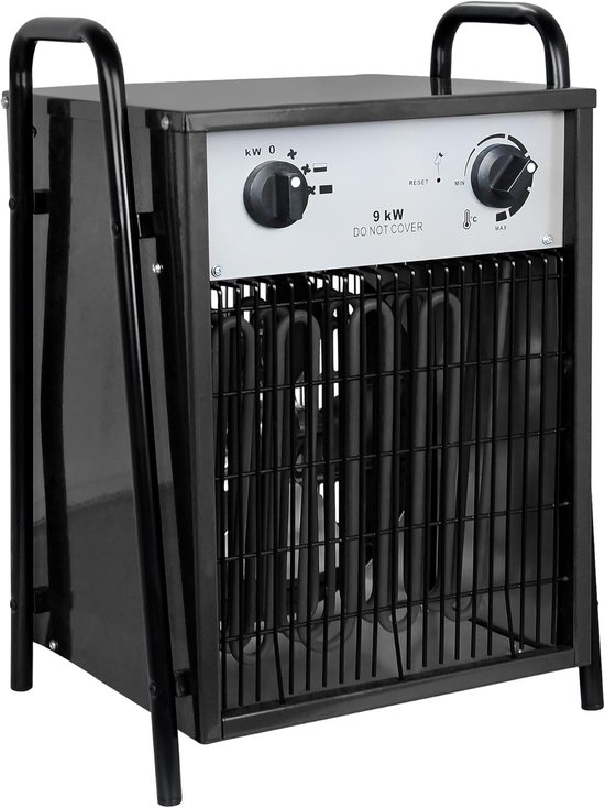 Aufun 9KW Ventilatorkachel Elektrische Kachel Professionele Industriële Kachel Elektrische Kachel Stralingsverwarming Ventilatorkachel met 3 Warmtestanden, Overbelastingsbeveiliging, Ideaal voor Binnen en Buiten (Zwart)