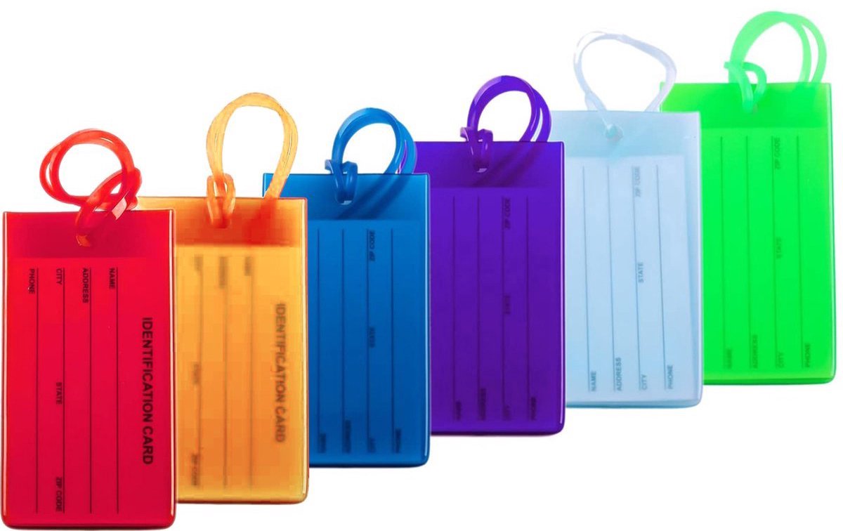 Bol.com Traveltime - Siliconen Bagagelabel voor Koffers en Bagage - Reislabel - - Adreslabels - Luggage Tag - 6 Stuks - 6 Willek... aanbieding