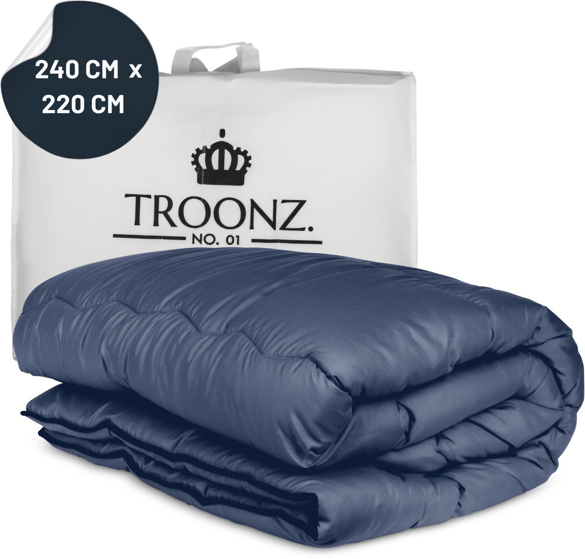 Troonz Dekbed Zonder Overtrek Dreamscape 240 x 220 cm - Navy Blauw - Tweepersoons dekbed - Hoesloos dekbed - Dekbed zonder hoes