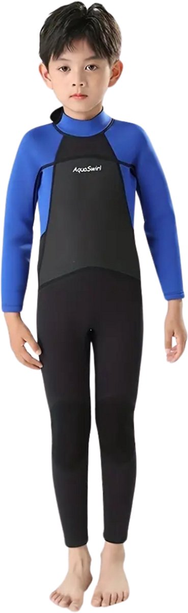Nivard Wetsuit Kinderen Swimsuit Shorty Surfpak Duikpak Lange Mouw Zwemsuit Blauw