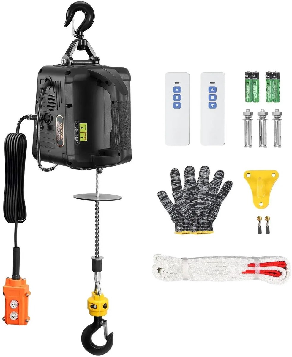 Takel - Lier - Winch - Kabeltakel - Elektrische - 500kg - 3-in-1 - met 1500W Motor en Draadloze/Wired Afstandsbediening