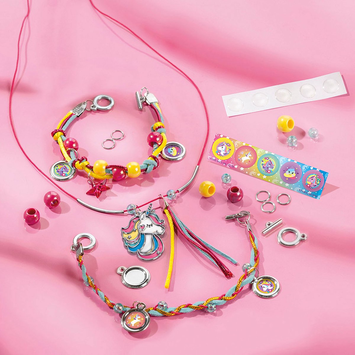 Totum Unicorn knutselkoffer 2-in-1 knutselset armbandjes maken en diamond painting - creatief speelgoed meisjes vanaf 5 jaar cadeau tip knutselen sieradenpakket — afbeelding 9