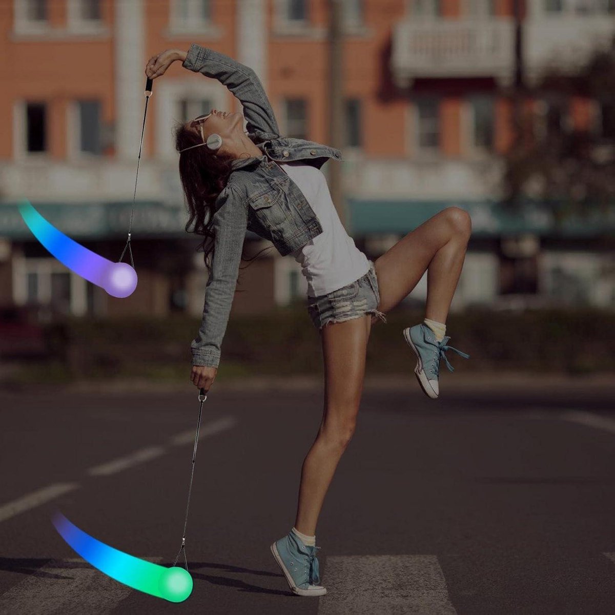 4 stuks led poiballen: pvc poiballen, led glow poi ballen met