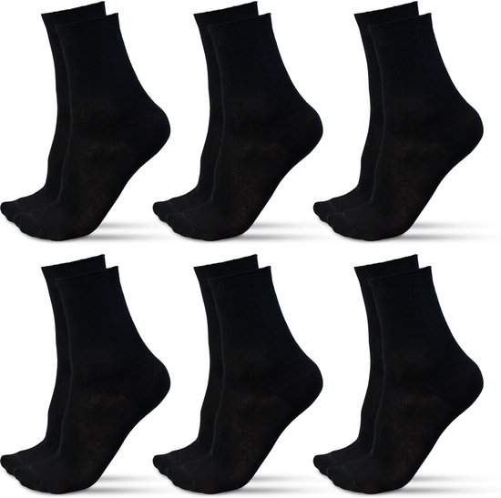 Chaussettes Saaf Bamboe - 6 Paires - Taille 39- 44 - Femme / Homme - Zwart