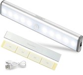 Kastverlichting - met Magnetisch - met Bewegingssensor - Oplaadbaar - 10 ledlampjes - Zilver