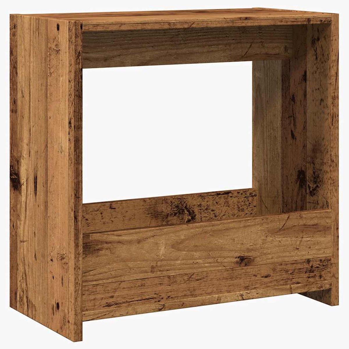 vidaXL Bijzettafel - 50x26x50 - cm - bewerkt - hout - oud - houtkleurig oud hout