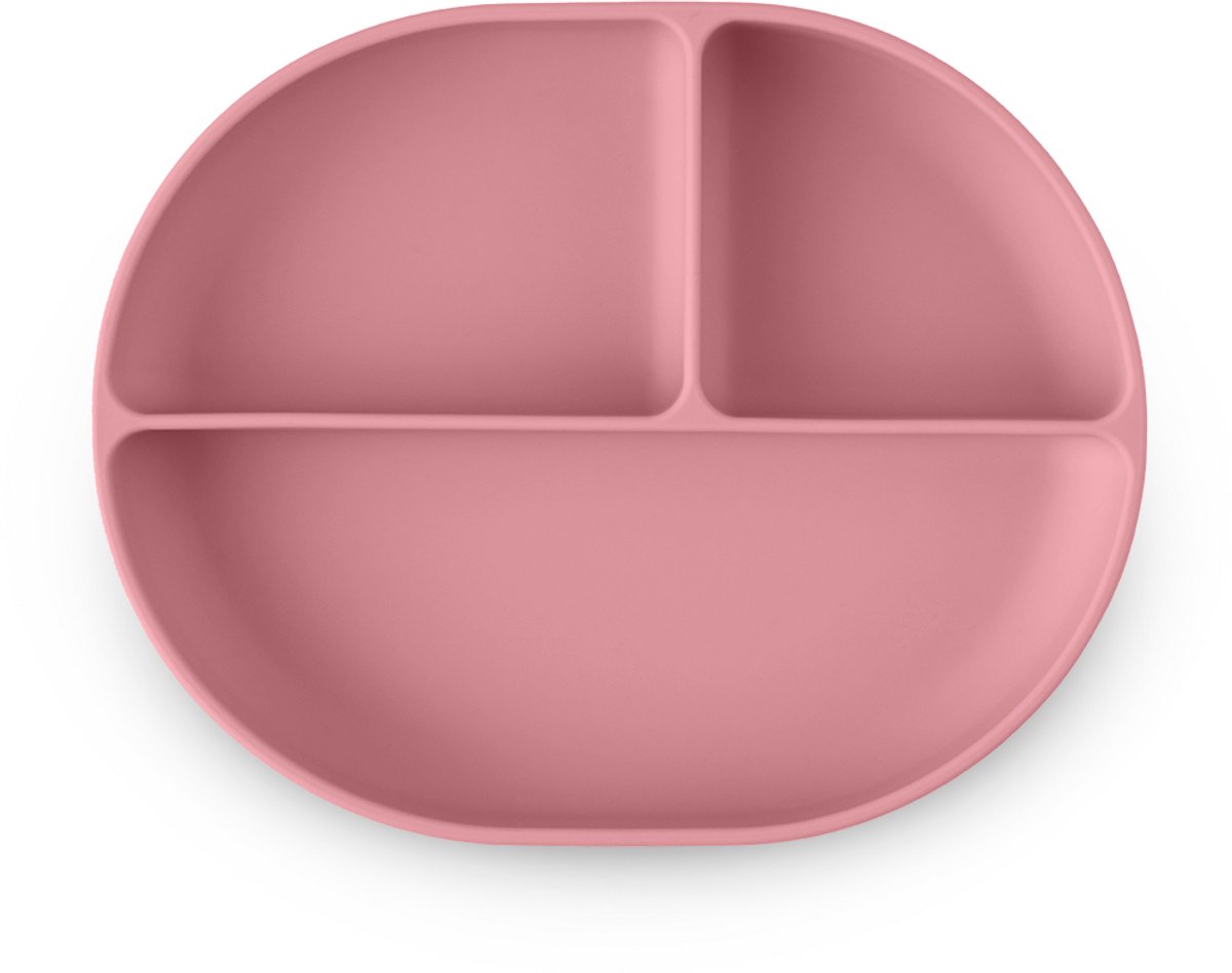 Petite&Mars | Siliconen Bord met verdeelvakken ovaal Dusty Rose