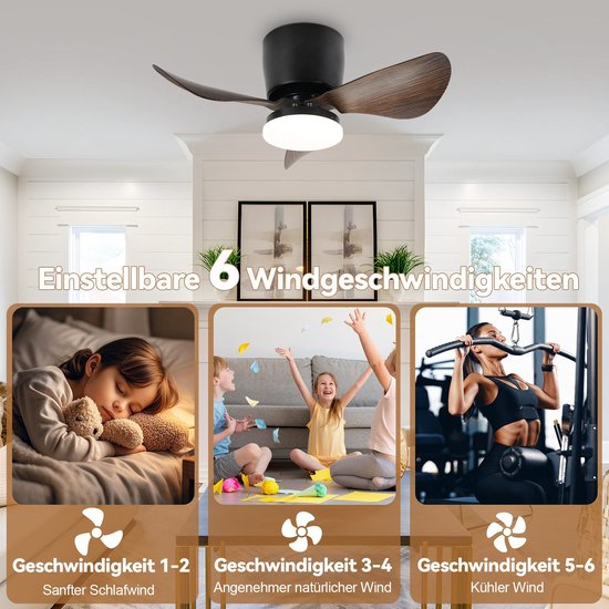 Plafondventilator met Lamp voor Slaapkamer
