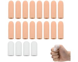 20 Stuks Vingerbeschermers - Bescherming voor Vingertoppen - Vingerhoesjes - Finger Sleeve - Vinger Condooms - Thumb Grips - Herbruikbaar - Snijbestendige - 16 stuks lichtroze, 4 stuks wit