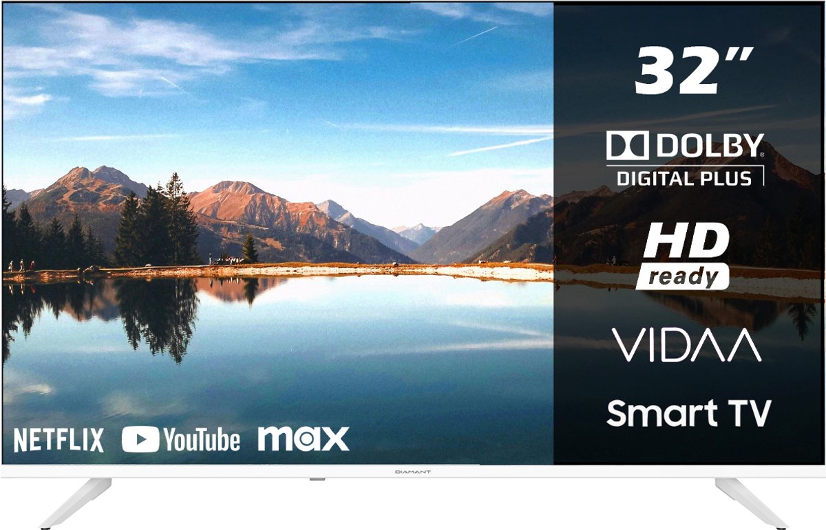 Horizon Smart TV 32 inch - LED Televisie - Diamant Serie HD - WiFi - Netflix - Frameless Slim Design - Wit - Horizon - €135,00