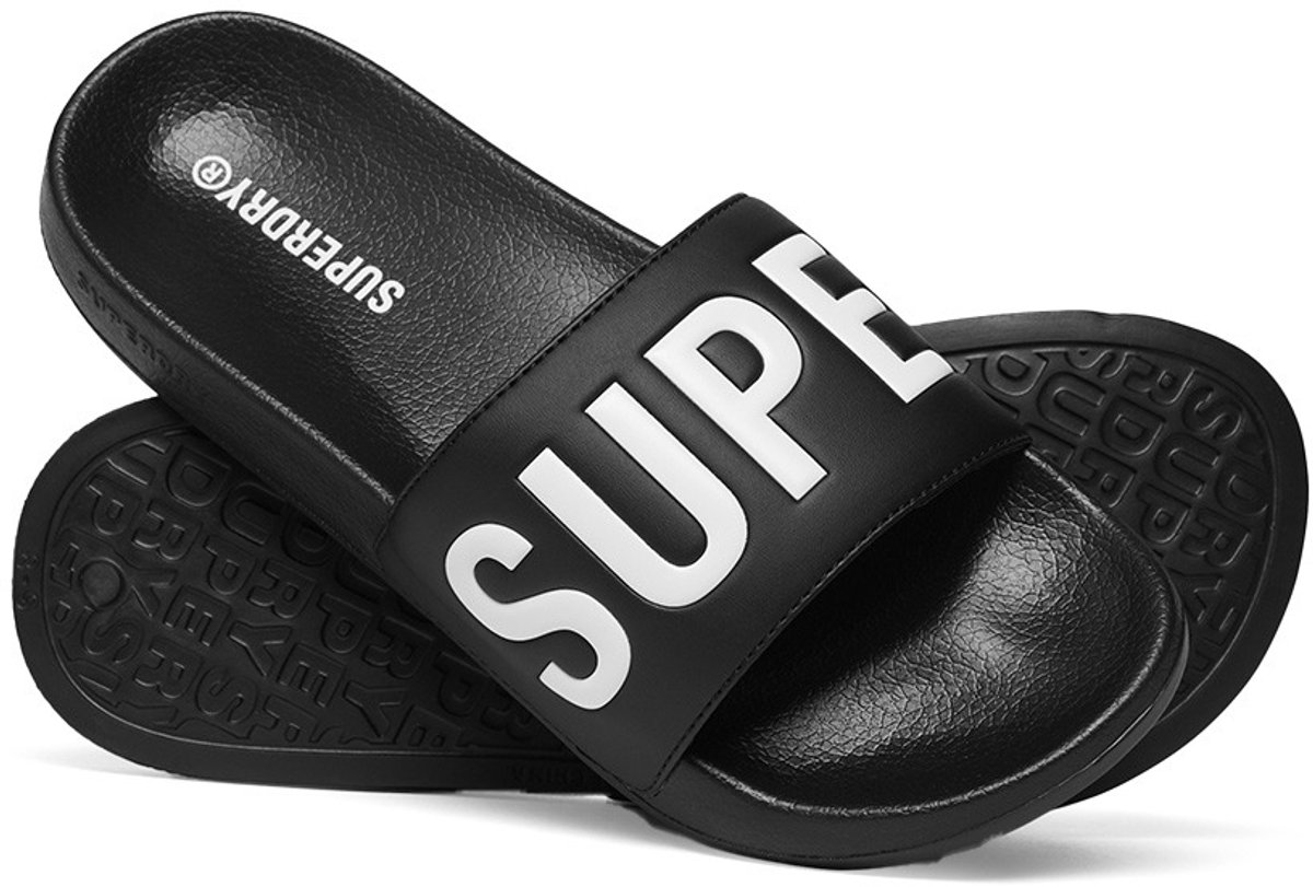Superdry Core Graphic Pool Badslippers Heren Zwart