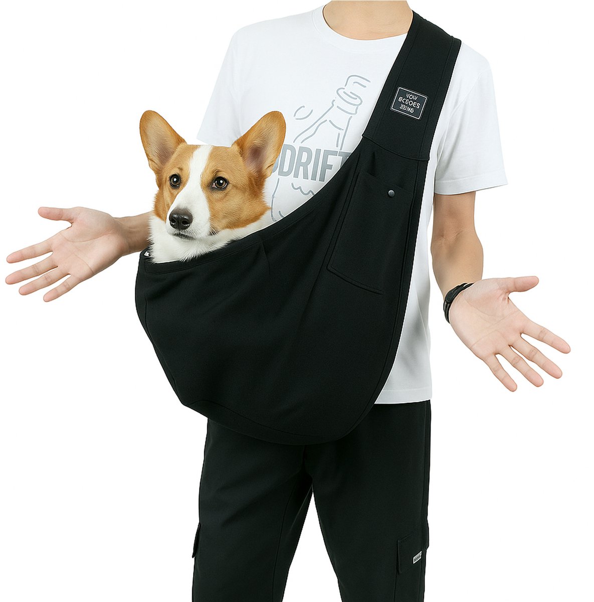 MAGICSHE Hondendraagtas - Hondenrugzak tot 7 KG - Draagbare Draagtas voor Honden - Met Brede Schouderbanden en Mesh Tasmond - voor Buiten, Het Wandelen, Reizen, Shoppen - Zwart