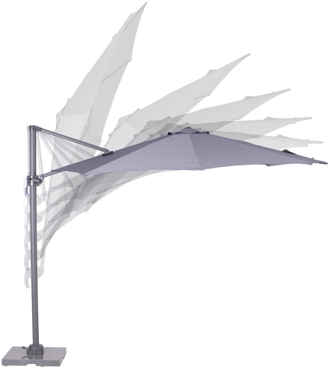 Garden Impressions Zweefparasol Hawaii S Ø300 - donker grijs - licht grijs – foto 3