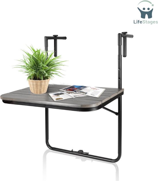 Balkontafel Inklapbaar Poly Rotan Zwart