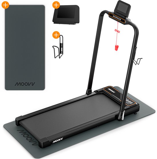 Moovv SmartStep Pro v2 - Loopband Inklapbaar 1-12km/u - Met Accessoires - Walking Pad - Inklapbare Treadmill - Opvouwbare Wandelband Elektrisch - Fitness voor Thuis