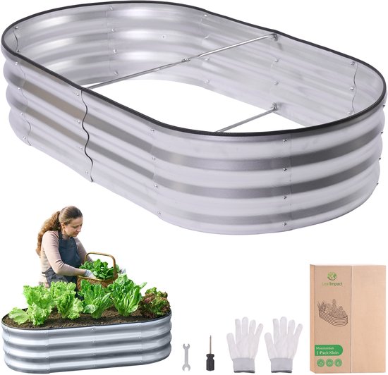 Foto: 1 pack moestuinbak 120 x 60 x 30 cm kweekbak metaal plantenbakken kruidenbakken voor buiten en binnen kweektafel verhoogde moestuintafel moestuin bak kruidenbak plantenbak bloembakken inclusief gereedschap tuinhandschoenen