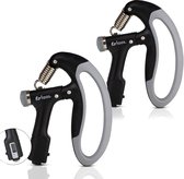 Verstelbare Handtrainer - Set van 2 - 10 tot 100 KG - Digitale Teller - Handknijper Fitness - Onderarm Grip Trainer - Zwart