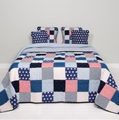 Clayre & Eef Bedsprei Blauw Sterren - Stars en Stripes - 2 persoons (230x260)