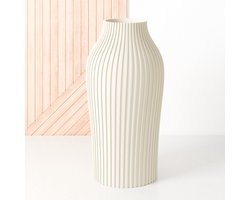 Fleuriek - Vaas Beige - H40 cm - Vaas voor zijdenboeket of droogbloemen - Cadeau voor haar - Duurzame tafeldecoratie van gerecycled plastic - Strakke moderne vaas