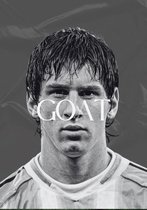 Poster Messi encadré – Lionel Messi GOAT – Poster de Voetbal – Zwart et Wit – 23 x 33 cm – Avec cadre – FC Barcelona – Argentine – Cadeau pour les fans