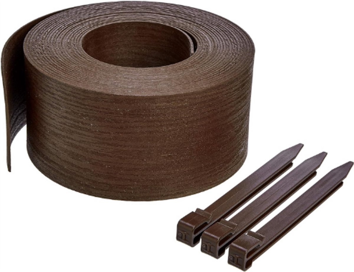 Rollborder Voor De Tuin - Met 10 Paaltjes - 13 cm x 12 Meter - Bruin