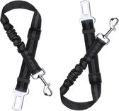 Ceinture de sécurité pour chien - harnais de voiture pour chien avec élastique et mousqueton solide - réglable universellement - nylon - ceinture de voiture - 50-70 cm (2 pièces noir)