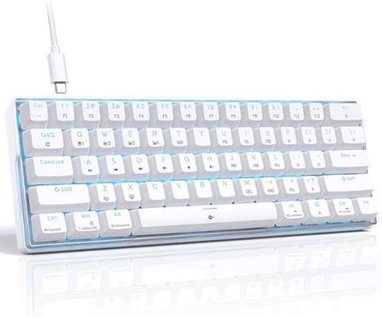 Intelectro 60% Gaming Toetsenbord - Ontketen de Ultieme Gaming Revolutie met Ongeëvenaarde Snelheid en Duurzaamheid! - Mechanische Toetsenbord - Compact Design - Rode Switches - Snelle Responsetijd - Wit - Levering Sneller dan Aangegeven!