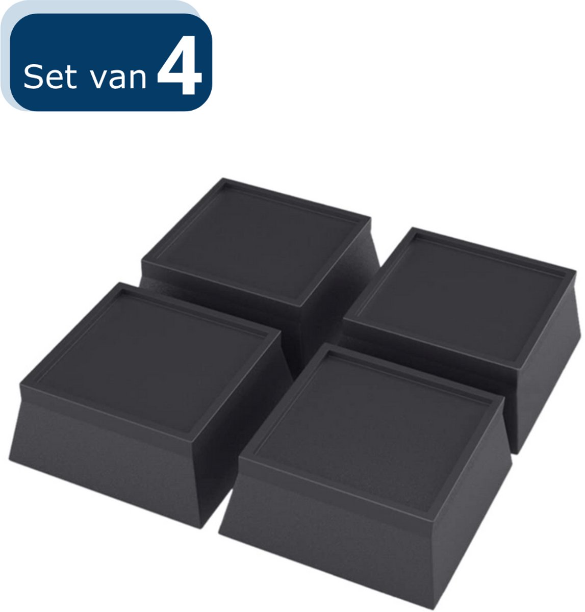 Goedkoopste VOKA - Meubelverhogers - Bedverhogers - Set van 4 hoogwaardige meubelverhogers - Rubberen Kwaliteit verhogers - 5 cm - Extra sterk - Zwart - Wasmachineverhoger, Bureauverhoger, Tafelverhoger, Bankverhoger - Multifunctioneel - Max. 1000kg.