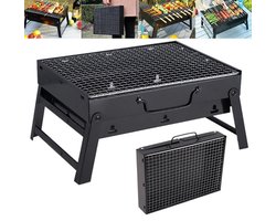 IBBO Shop - Opvouwbare BBQ -Draagbare opvouwbare grill met rooster -Portable Vouw Barbecue - Festival BBQ - Camping - Tafel - Zomer - Rechthoekig - 40 x 27 x 20cm - Zwart