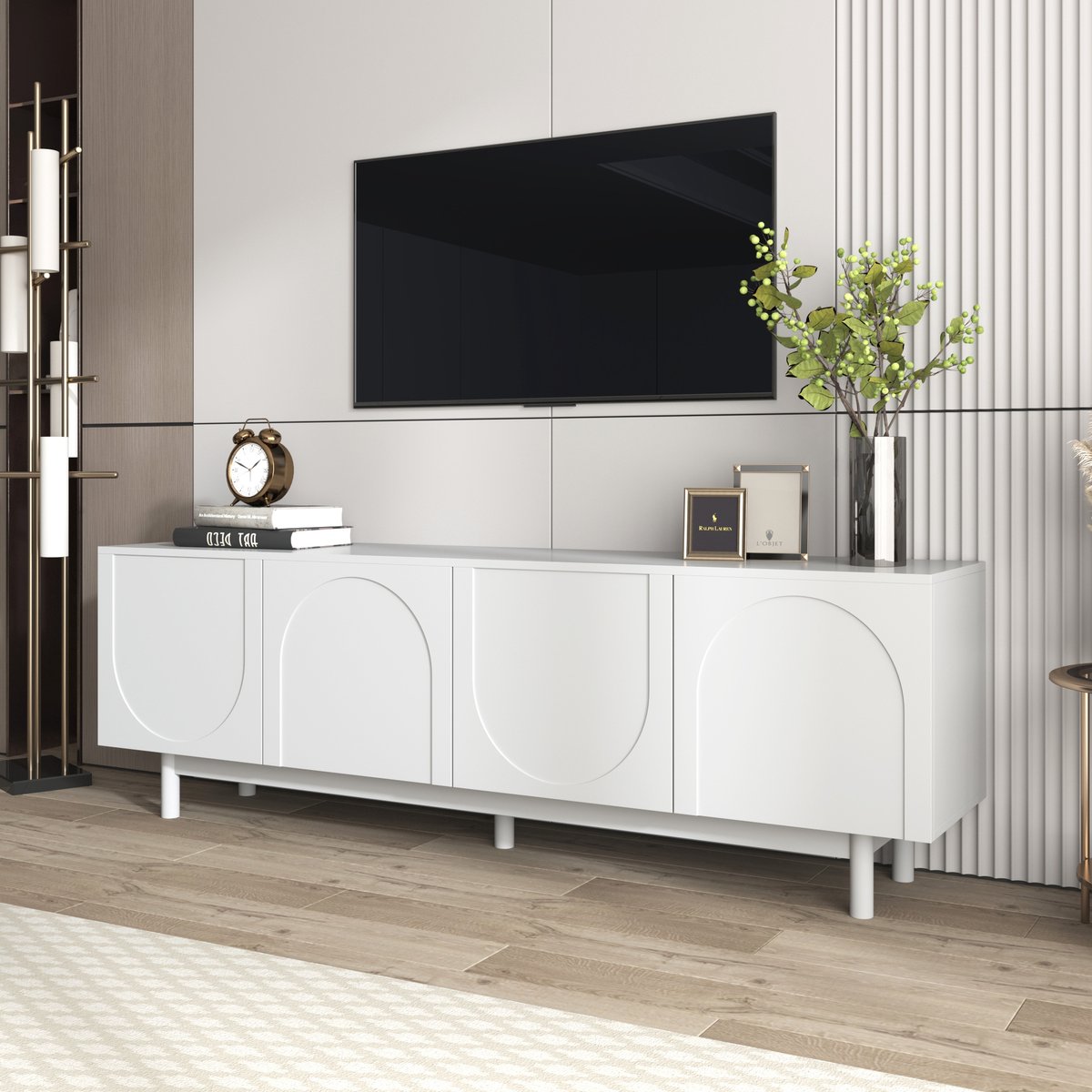 Merax Modern wit tv-meubel – 175 x 38 x 56 cm - verstelbare inzetstukken - onderkast in lichte en luxe stijl