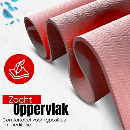 Padisport TPE Yogamat Rood – Pilates Mat – Yoga Mat Anti Slip - Pilatesmat - Yogamat - Fitnessmat van Padisport — afbeelding 3