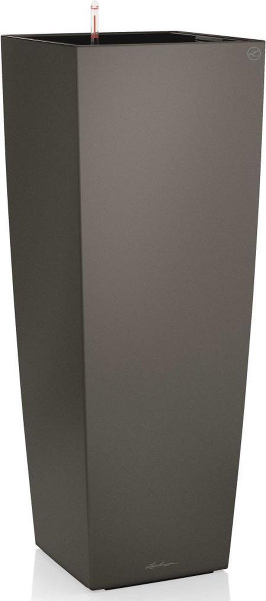LECHUZA CUBICO ALTO PREMIUM 40 - Plantenbak - met uitneembare binnenbak - met bewateringssysteem - ALL-IN-ONE set met LECHUZA-PON - Antraciet metallic