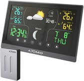 AXIMO Weerstation binnen en buiten – Draadloos weerstation met buitensensor - Touchscreen kleurendisplay - Binnen- en buitentemperatuur - Barometer - Weersvoorspelling