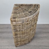 Panier à linge d'angle en osier -40 x 40 x H65 cm-Cane-Rotin-Gris