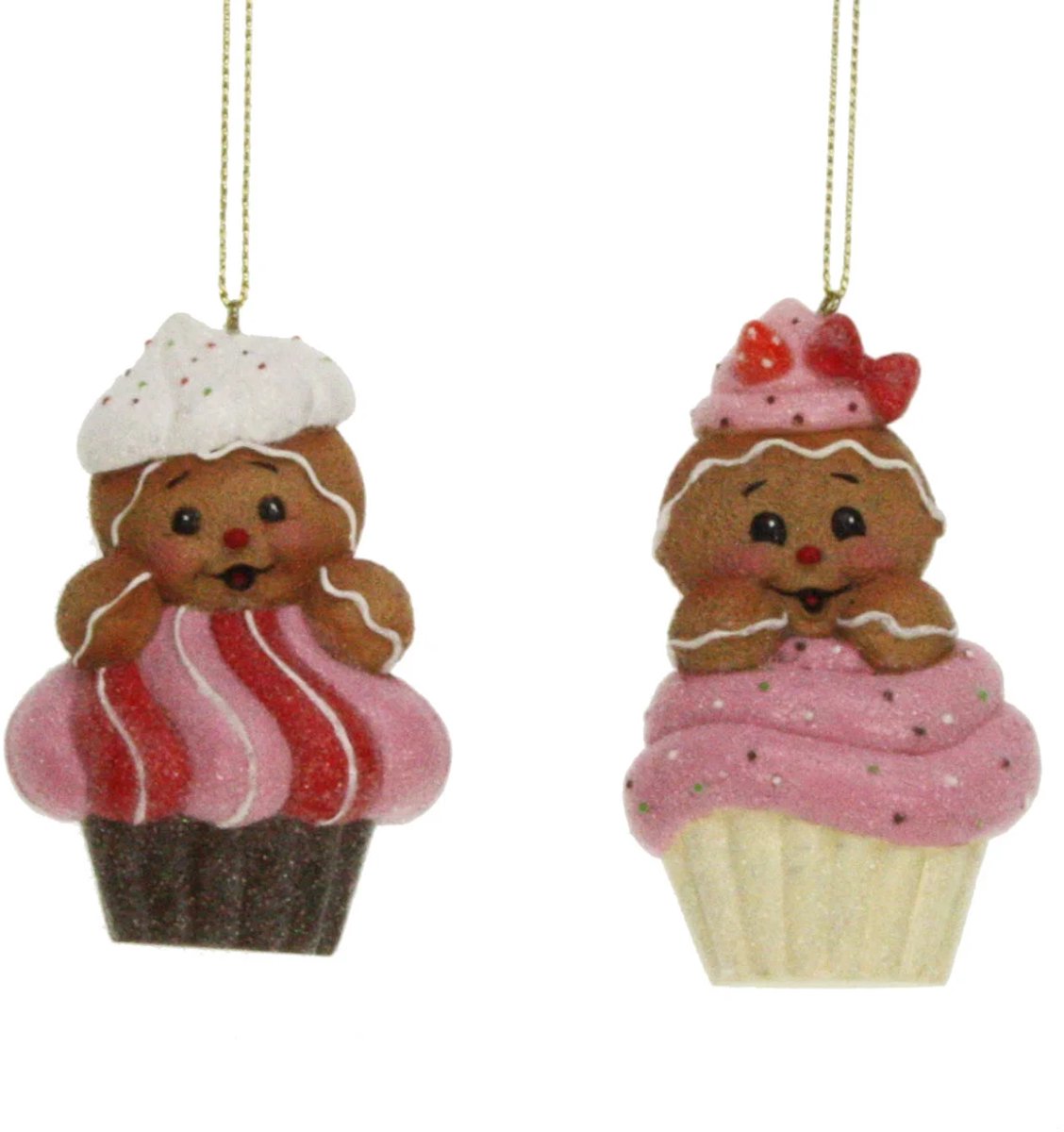 Ornament Peperkoek mannetje op cupcake,2ass 5x3x9cm