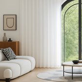 Bol.com Maroyathome - OLIVIA - Vitrage kant en klaar met haakjes - met plooiband - Helder Wit - Linnen look - 300 x 260 cm - 300... aanbieding