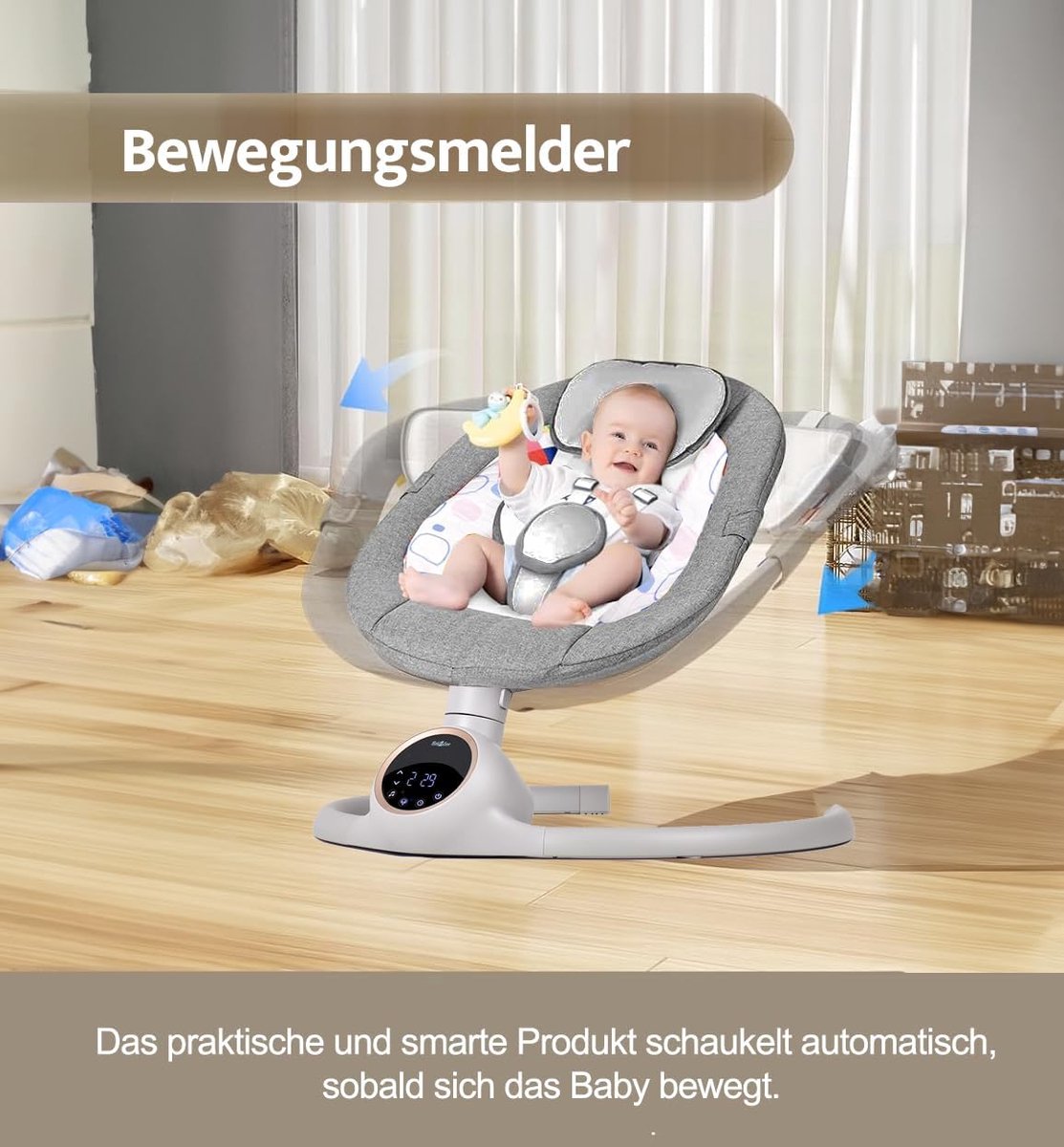 Schommelstoel Baby - Baby Swing - Grijs thumbnail 6